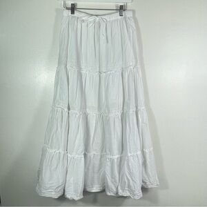 White Bohemian Flowy Maxi Skirt